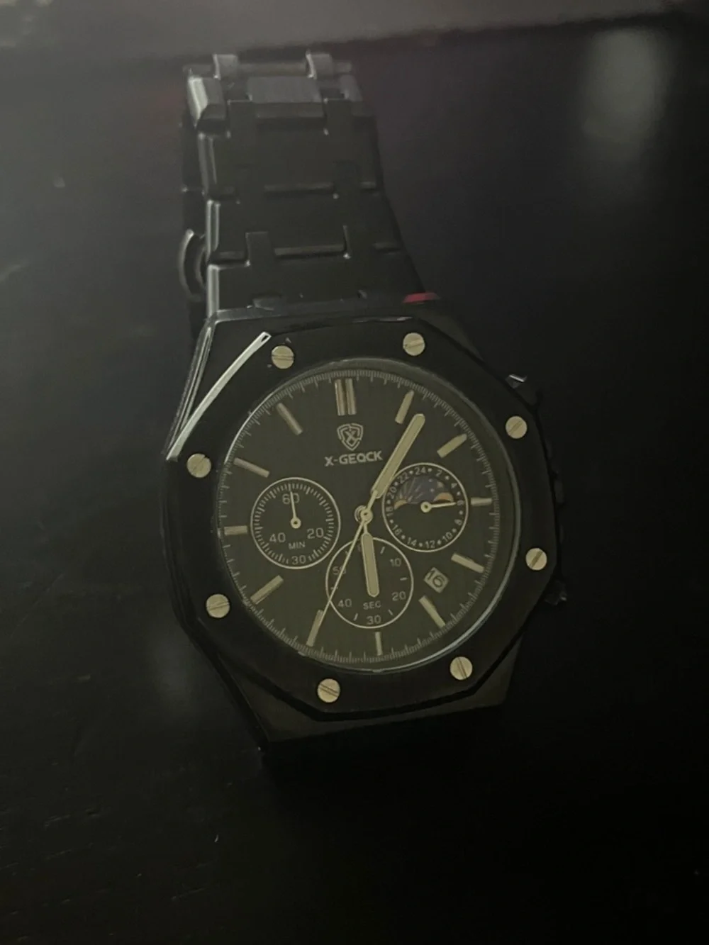Black Men's Multifunction Stainless Steel Watch
